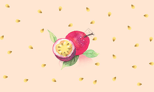 果肉手绘水果背景插画