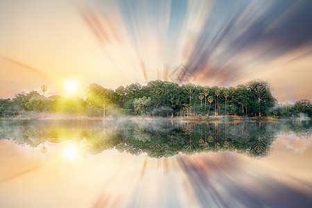 费瓦湖日落梦幻湖水场景设计图片