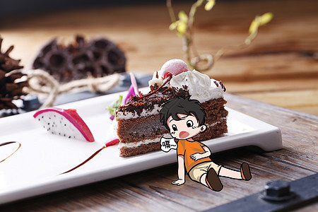 曲奇巧克力蛋糕吃饱的小孩设计图片