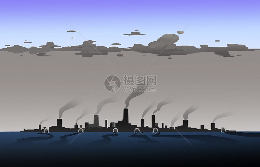 工业污染下天空的海洋图片