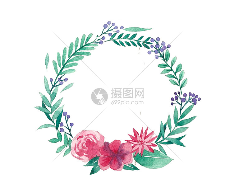 小清新花卉边框透明底素材图片