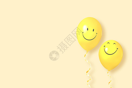 笑脸气球黄色高清图片素材