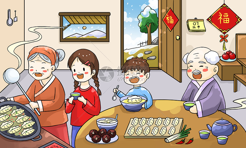 包饺子插画图片下载-正版图片400754942-摄图网