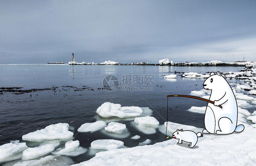冬季海面上的浮冰