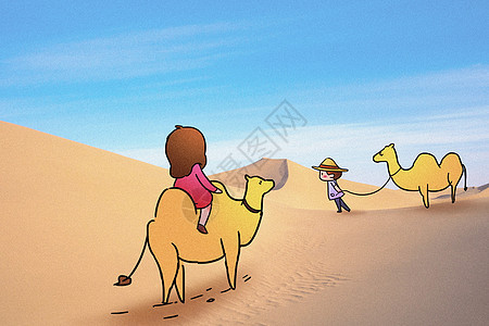 骑骆驼创意摄影插画图片