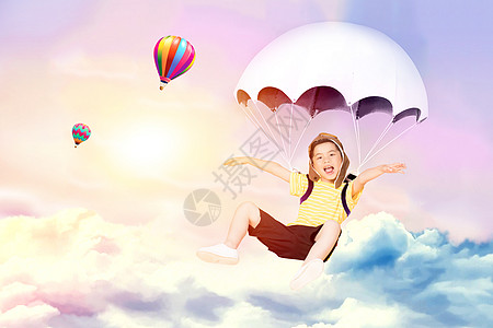 降落伞飞翔的小孩设计图片