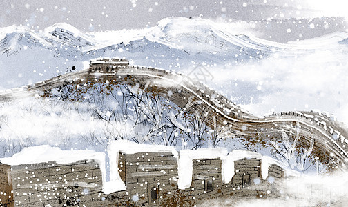 长城雪景图片