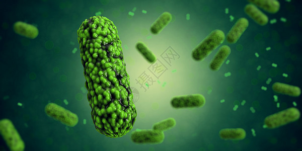 绿色蔬菜细菌病毒场景设计图片