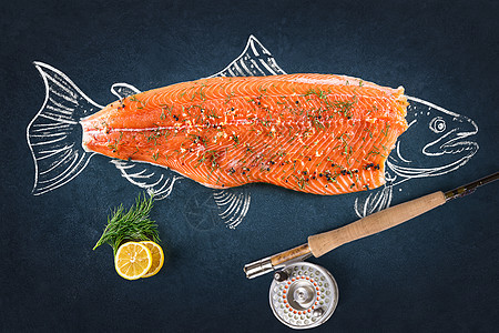 餐桌上的肉创意三文鱼设计图片