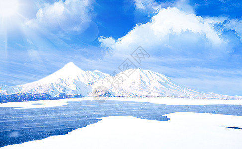 融化冬季雪景设计图片