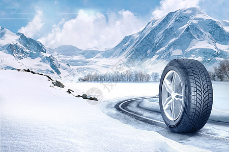 道路积雪轮胎场景设计图片
