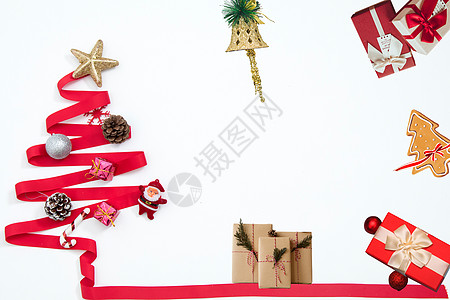 圣诞背景礼物包装圣诞球高清图片