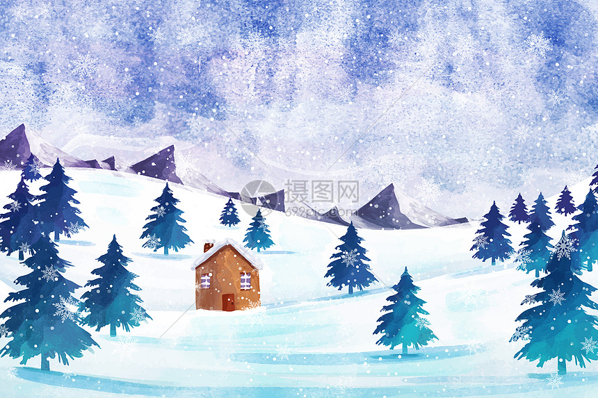 唯美冬天雪景图片素材_免费下载_ai图片格式_