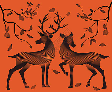 摩尔纹麋鹿北欧麋鹿素材高清图片