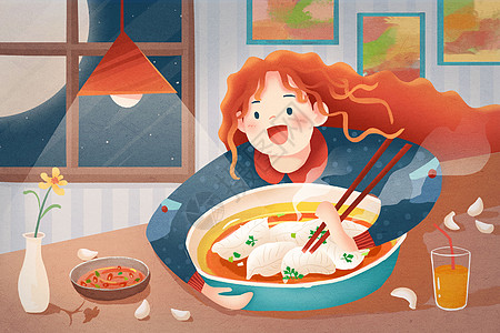 冬至吃饺子餐桌美食高清图片