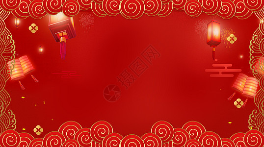 喜庆的红色新年祝福素材高清图片