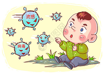 流感病毒漫画背景图片