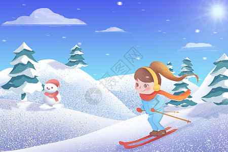 滑雪冬天滑雪雪人高清图片
