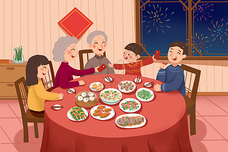 年夜饭一家人爷爷奶奶高清图片