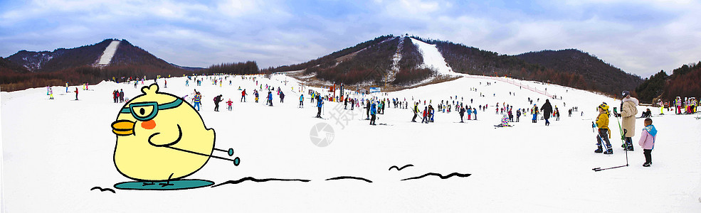 创意滑雪鸡图片