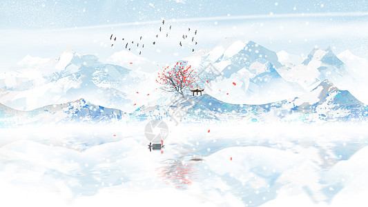 水墨画 雪景色 山水画 日本画 冬・梅 2点セット 水墨画 雪景色 山水画 日本