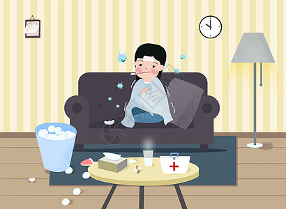 冬季流感感冒插画图片