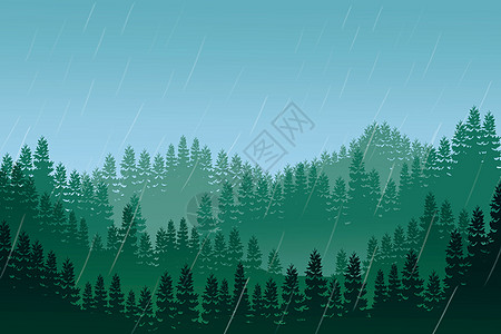 阴雨雨中的青山插画