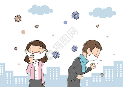 雾霾图片流感冬季插画