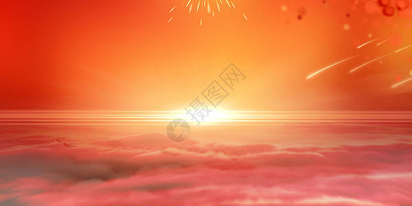新年花纹大气夕阳背景设计图片
