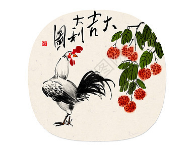 水墨生肖之鸡背景图片