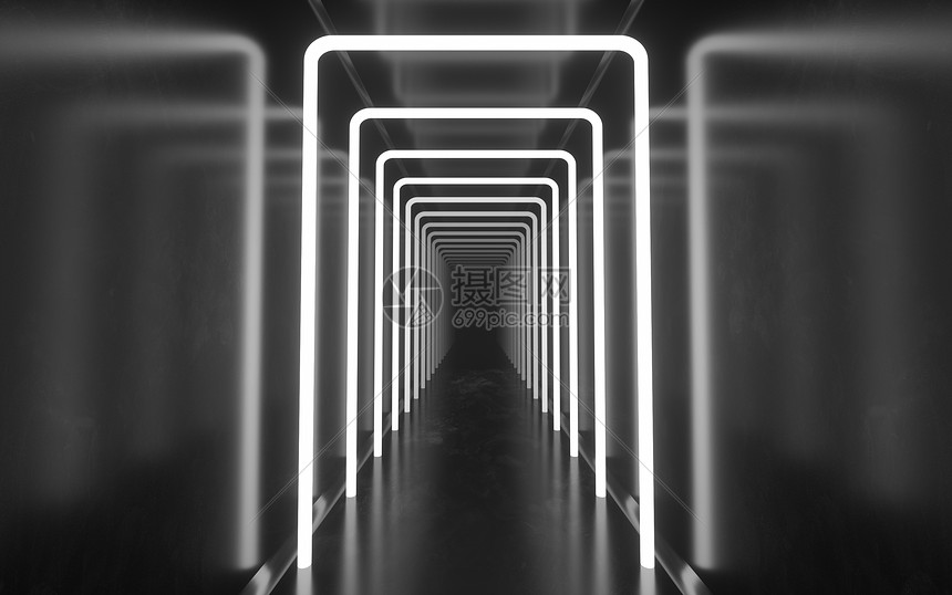 科技空间隧道灯光场景图片