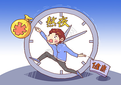 熬夜加班漫画丢弃高清图片