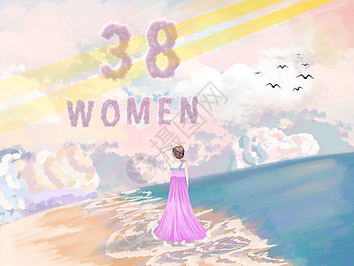 妇女节唯美插画背景图片