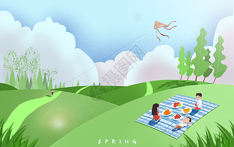 春天野餐风景图片