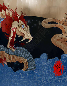 十二生肖巳蛇插画图片