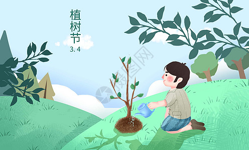 植树的男孩图片