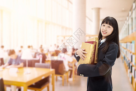 中学生图书馆学习背景图片