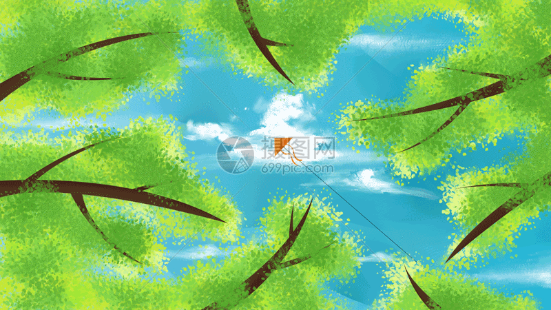 树林上空的风筝动态图片素材下载_动图编号401004168