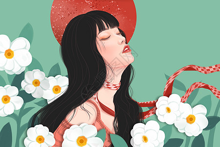 春天的花女神节插画插画