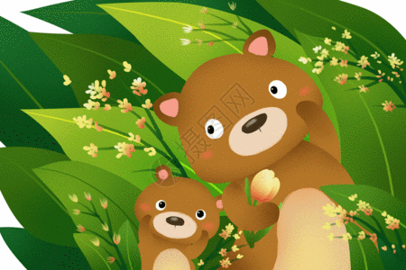 小熊插画春天里的小熊gif高清图片
