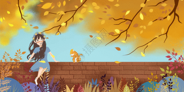 金色的秋天精灵森林gif高清图片