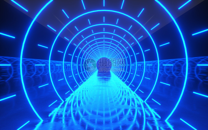 科技灯光霓虹隧道图片