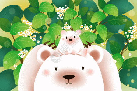春天里的小白熊gif图片