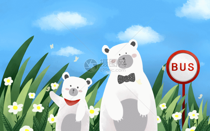 gif动图 插画动图 小熊候车gif.psd,gif 860_538