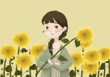 向日葵女孩gif图片素材