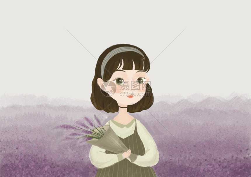 gif动态图片标题为薰衣草女孩gif,编号:401017460,格式:psd,gif,体积