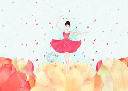 春天花女孩gif图片素材