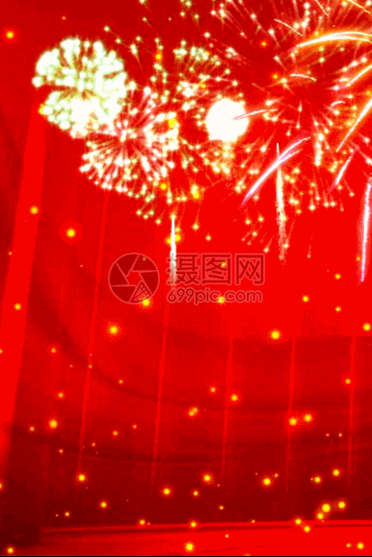 2022新年动态图片,2021年祝福动态图片 红色喜庆礼花绽放灿烂夜空新年h5动态背景素材