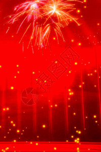 红色喜庆礼花绽放灿烂夜空新年h5动态背景素材图片