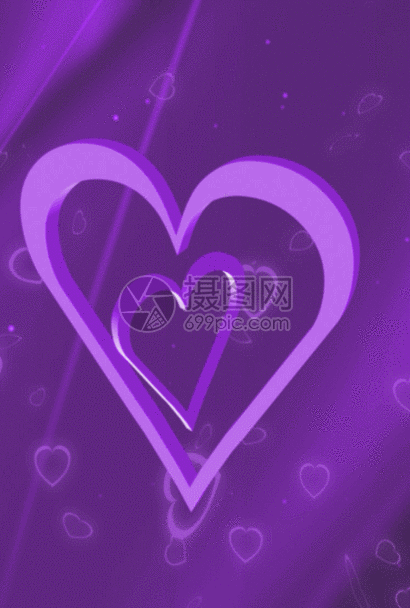 紫色三维爱心舞台h5动态背景素材